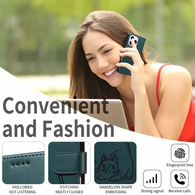 Leather Magnetic Flip Wallet Phone Case with Card Slot and Protective Cover