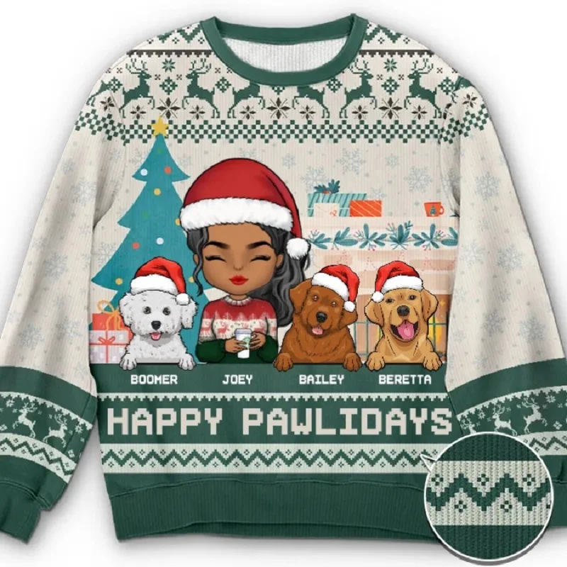 Men Women Ugly Christmas Sweaters Xmas Happy Knitting Casual Long Sleeve Jumpers 3D Print Party Crewneck Sweatshirt Plus Size