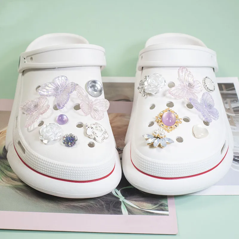 

DIY Shoes Charms for Crocs Cute Cartoon Handmade Croc Charm Butterfly Diamond Designer Shoe Decoration for Kids Girls Gift