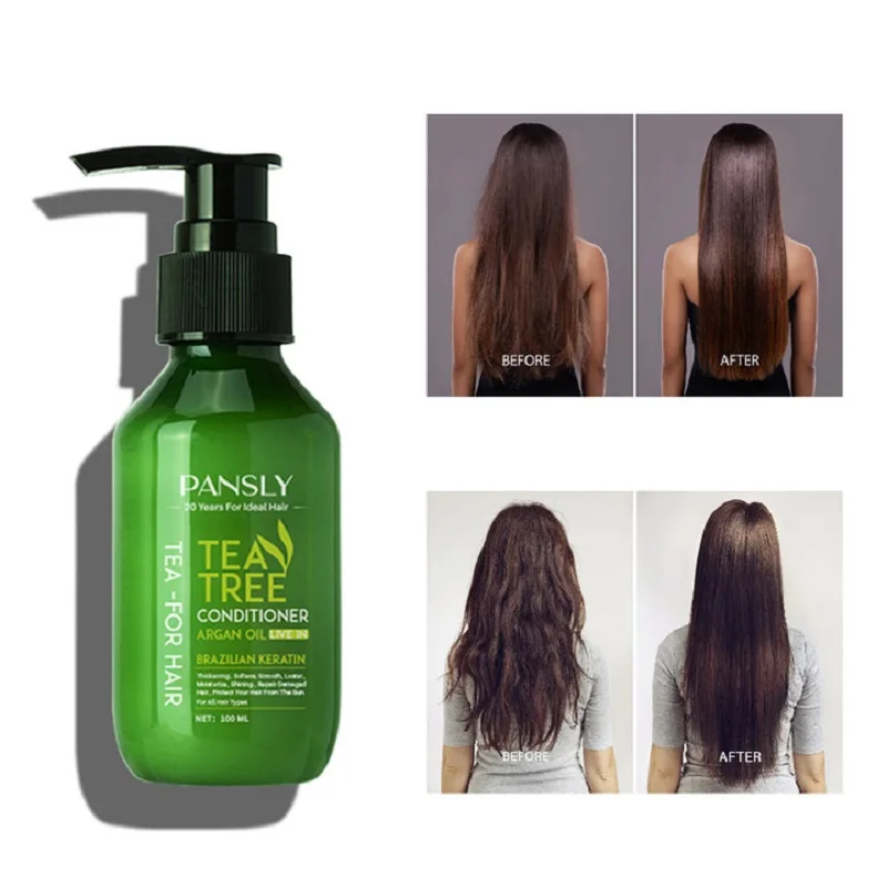 

Leave-In Shampoo Pansly Tea Tree Conditioner Argan Oil Brazilian Keratin Eliminate Dry Hair Increase Luster Enhance Strength