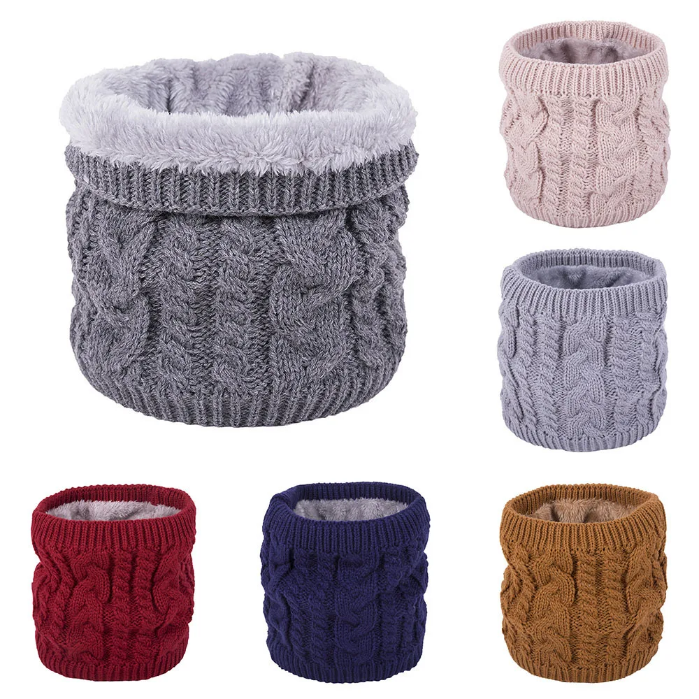 

Thick Muffler Twist Crochet Snood Scarves Outdoor Windproof Thicken Fleece Cycling Scarves Cashmere Plush Warm Ring Scarf DIY