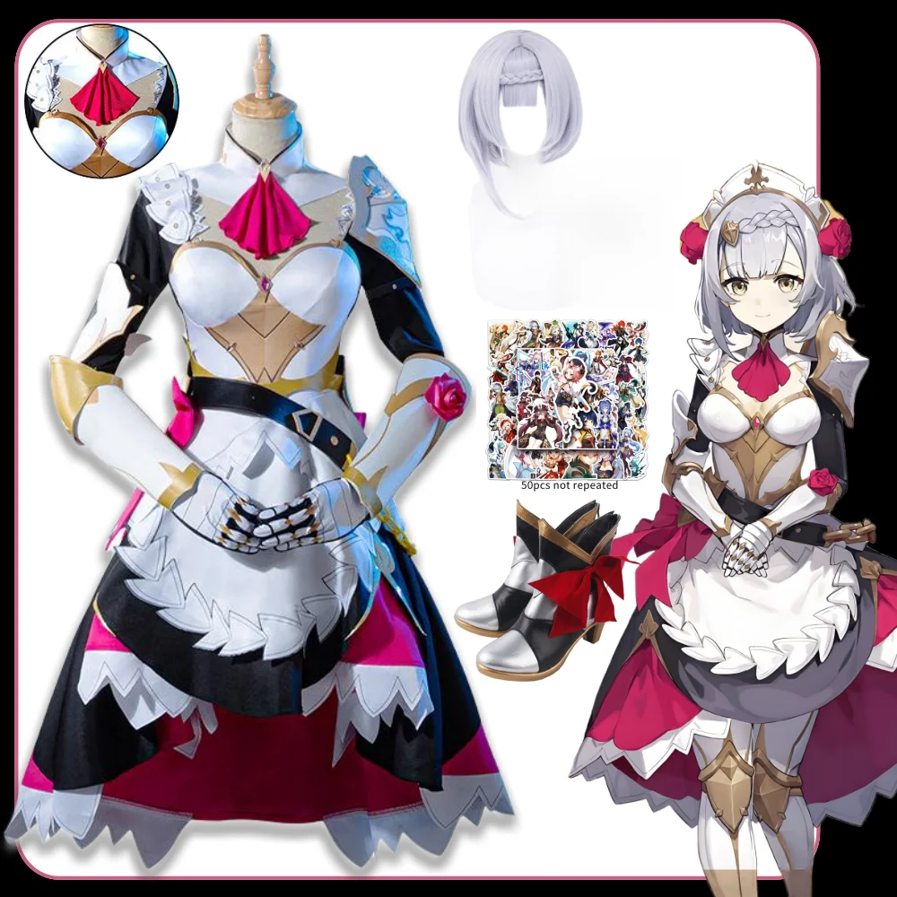 

Noelle Cosplay Game Genshin Impact Cos Costume Women Noelle Cos Wig Maid Dress High-quality Outfit Halloween Costumes