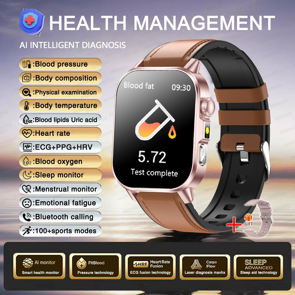 Health Care Smart Watch Men Women ECG BMI Analysis Uric thumbnail 9