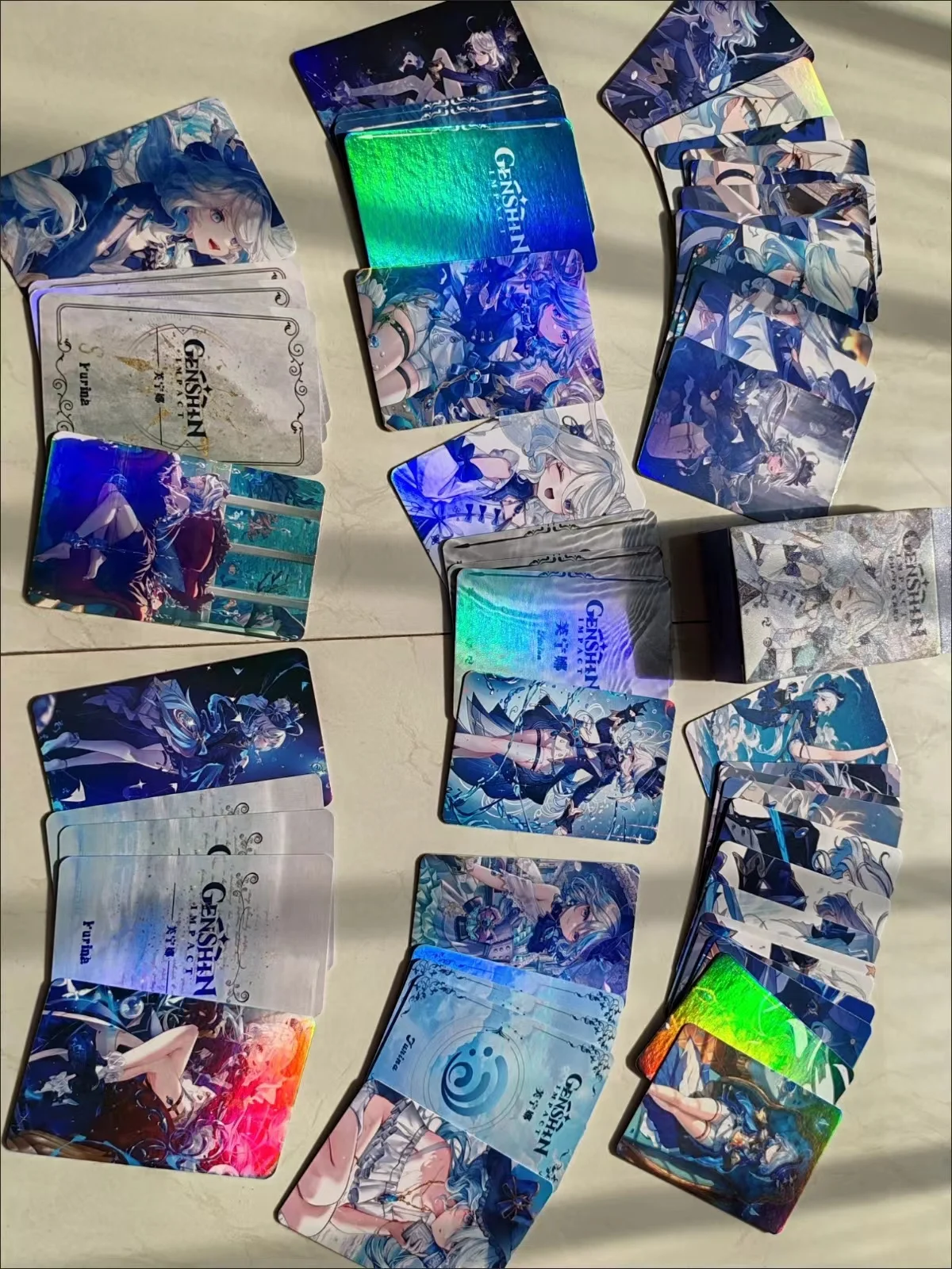 50Pcs/Set Anime Game Genshin Impact Double Sided Printing anime laser cards Focalors Furina Wriothesley Neuvillette Charlotte Laser Cards