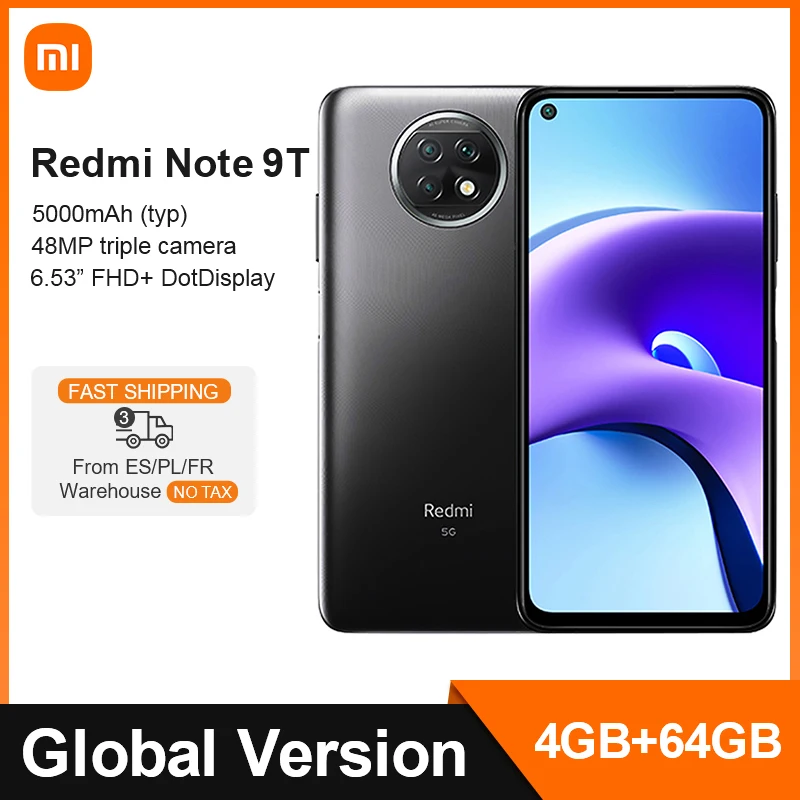 Global Version Xiaomi Redmi Note 9T 9 T 5G 4GB 64GB Smartphone MTK Dimensity 800U 48MP Triple Camera 5000mAh NFC note 11 |