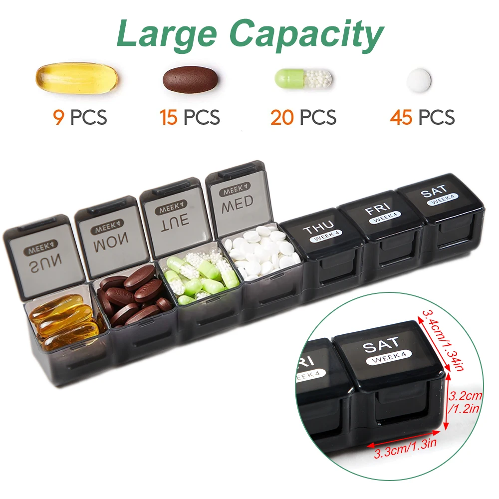 XL Large Monthly Pill Organizer 4 Weeks, 28 Day Pill Organizer Weekly, Big  Compartment with Travel Case, 7 Day Pill Dispenser 4 Times a Day, Medicine  Organizer Box for Vitamin, Fish Oil - Yahoo Shopping