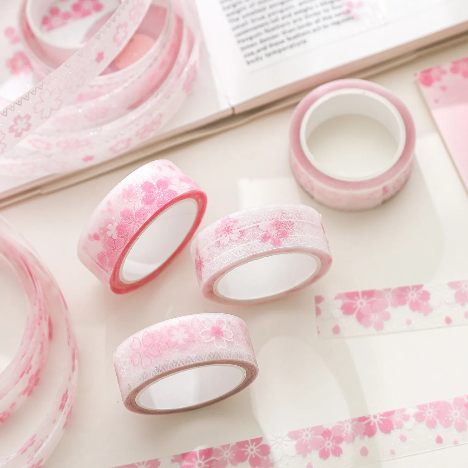 1 개/몫 DIY 장 접착 테이프 스프링 체리 언어 애완 동물 테이프 스티커 마스킹 테이프