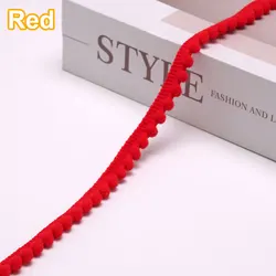 Mini Pom Pom Fringe Ribbon Lace Trim for DIY Home Decor and Crafts - 35 Vibrant Colors (Red)
