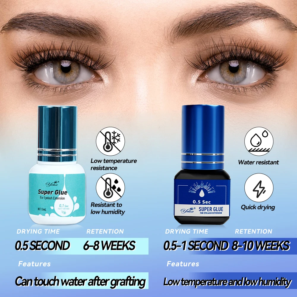 Yelix Eyelash Extension Glue 0.5-1 Sec Fast Dry Individual Lashes Glue Sensitive Eye Eyelash Glue Wholesale Customization 2