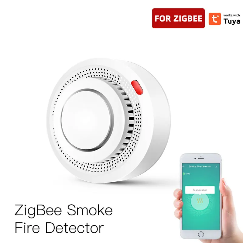 

Tuya Smart Zigbee Smoke Detector Smart Fire Alarm Progressive Sound Photoelectric Smoke Sensor Work With Tuya Zigbee Gateway Hub
