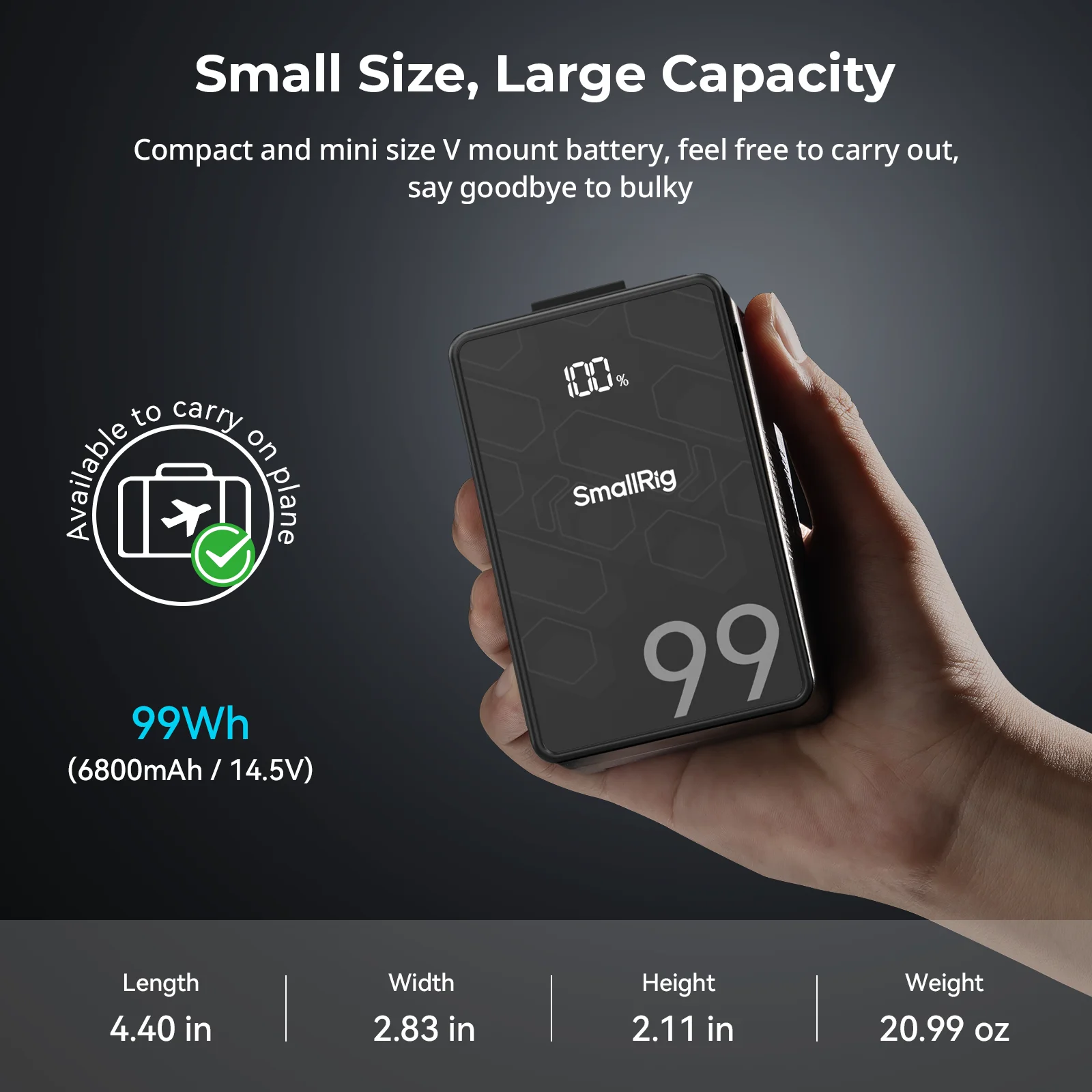 Amazon.com: SMALLRIG V Mount Battery VB99 SE, 99Wh / 6800mAh