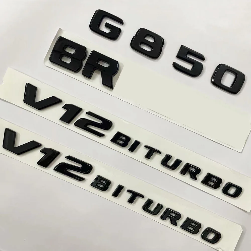Per Mercedes Benz Brabus G850 V12 Biturbo Black Gloss Car Logo Lettering Emblem Badge Sticker