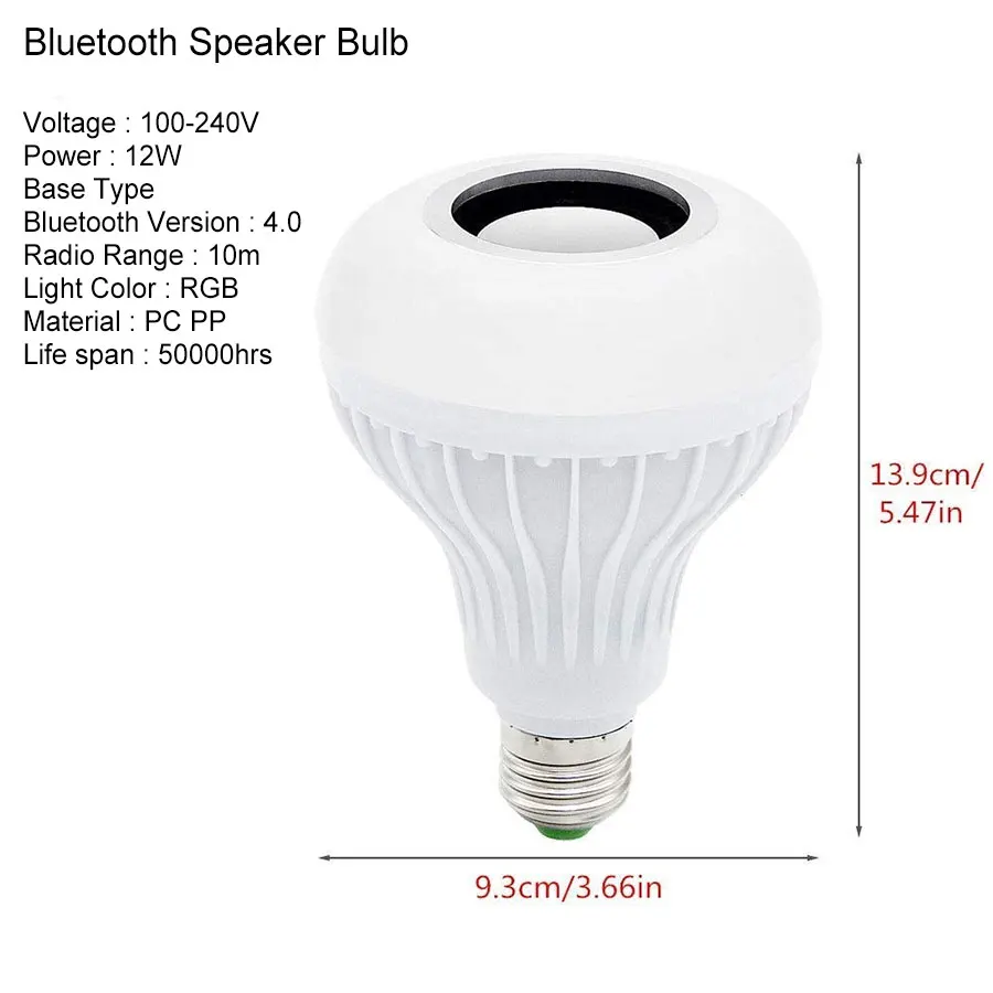 Smart LED Light Bulbs Bluetooth Music Remote Control RGB Color Changing Lamp for Bedroom Party Christmas Halloween Decor