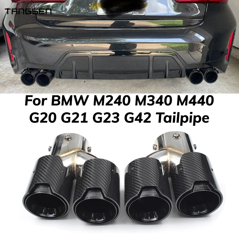 Four-Outlet-Carbon-Fiber-Exhaust-Tip-For-BMW-2021-2022-2023-G23-M440i ...