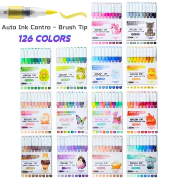 ROSYMENG 126/9 Colori Vernice Acrilica Pennarelli Pennello Morbido Penne Da Disegno Professionali PK LANGUO Scuola di Cancelleria Rifornimenti D'arte 1