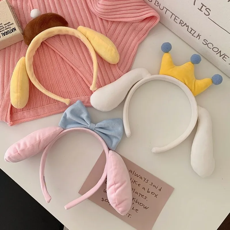 

Забавная Милая Sanrioed Cinnamoroll пушистая Милая повязка для волос, очень милая мультяшная повязка на голову для мытья лица My Melody, украшение для дня рождения