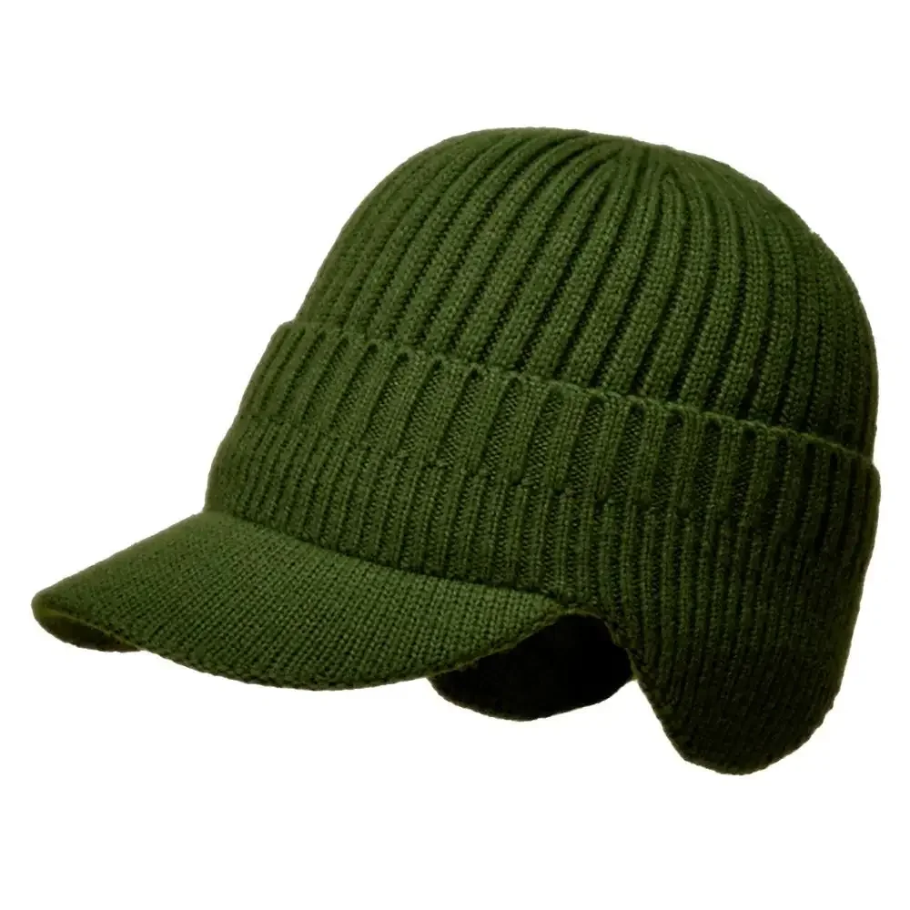 Customizable Knitted Wool Hat with Ear Muffs and Sun Visor Hats Men Cap Hat knitted hat,earflap hat