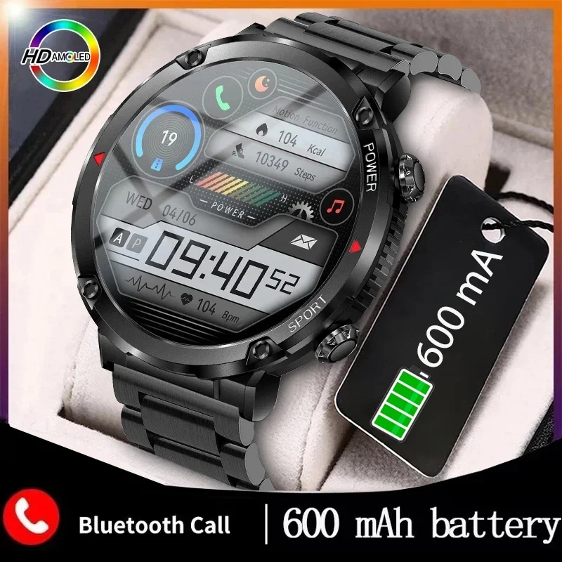 

2024 New Bluetooth Call Smartwatch 600 MA Big Battery Men Smart Watch IP68 Waterproof Sports Fitness Man 1.6 Inch HD Screen