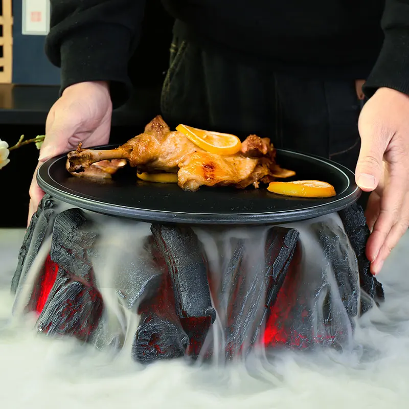 

Тарелка «огненная гора» Sparerib, тарелка для сухого льда, тарелка для украшения огненного барбекю, Необычные характеристики отеля.