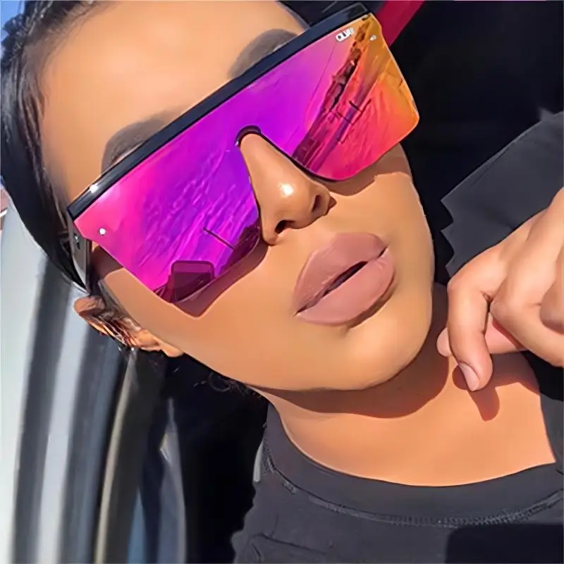 

Vintage Male Flat Top Sunglasses Men Brand Black Square Shades Gradient Sun Glasses For Women Cool One Piece luxury brand