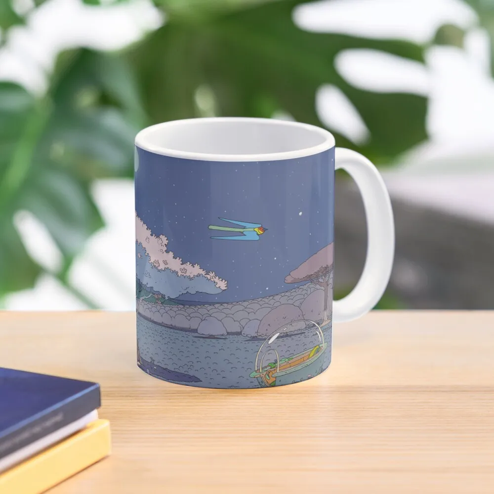 

the world of edena,night,moon,hq,tree,comic,moebius,stel,trascendence,psychadelic,landscape,bubble ship, forest Coffee Mug