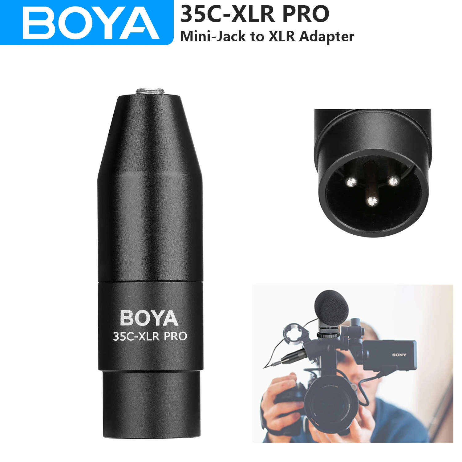 Boya 35c-xlr Pro Mini-jack para Adaptador Xlr com Poder Converter Trs Feminino para Xlr Masculino para Sony Filmadoras Gravadores & Misturadores