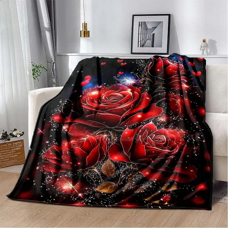 

Легкое фланелевое одеяло с рисунком красной розы, теплое мягкое уютное одеяло, домашний декор, подарок на день рождения, всесезонное одеяло