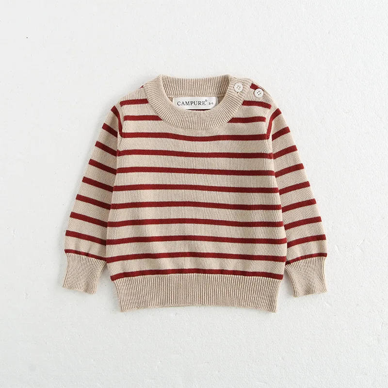 2025 Autumn Winter Baby Sweaters Toddler Girls Stripe Bottoming Clothes Infant Boys Knit Cotton Shirt 0-3years Newborns Kids Top