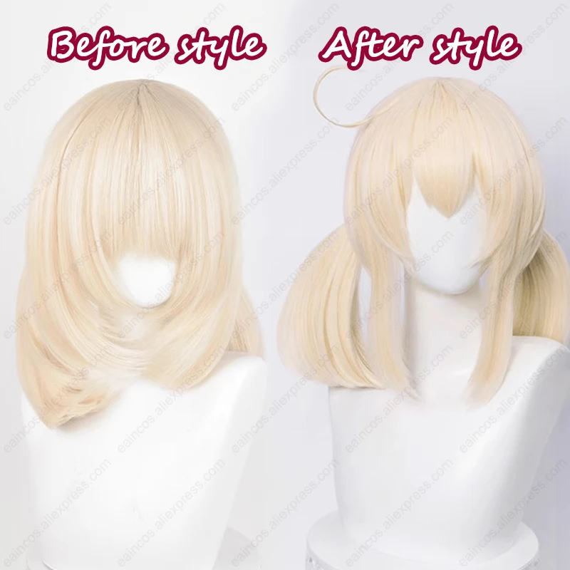 Klee Cosplay Wigs 45cm Long Cream Gold Wigs Heat Resistant  display picture 3