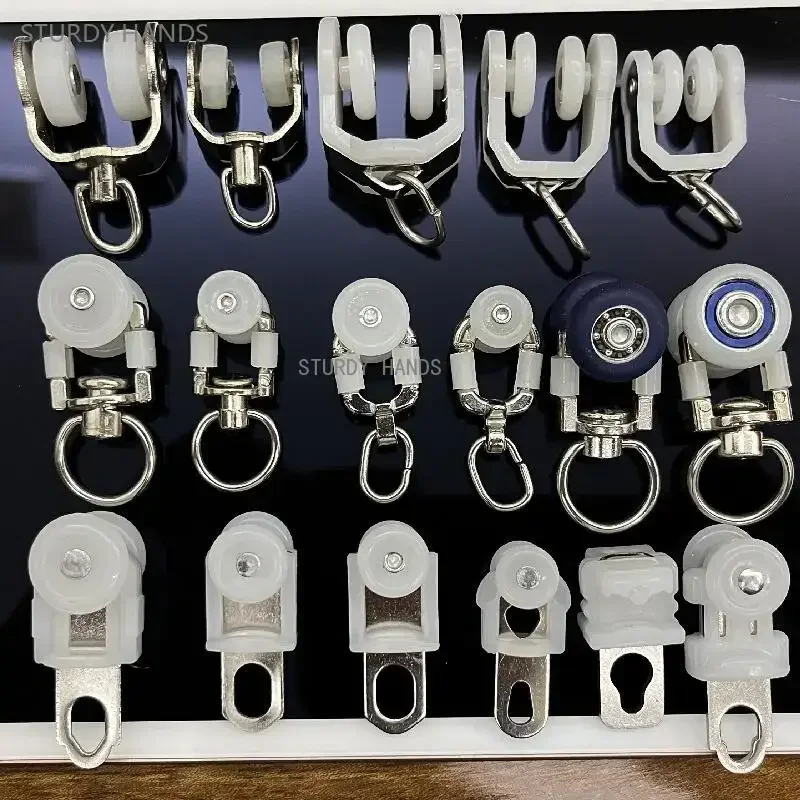 Curtain Track Pulley 10Pcs Stainless Steel Pulley Metal Roller Curtain Accessories Sling Hook Wheel Window Hardware