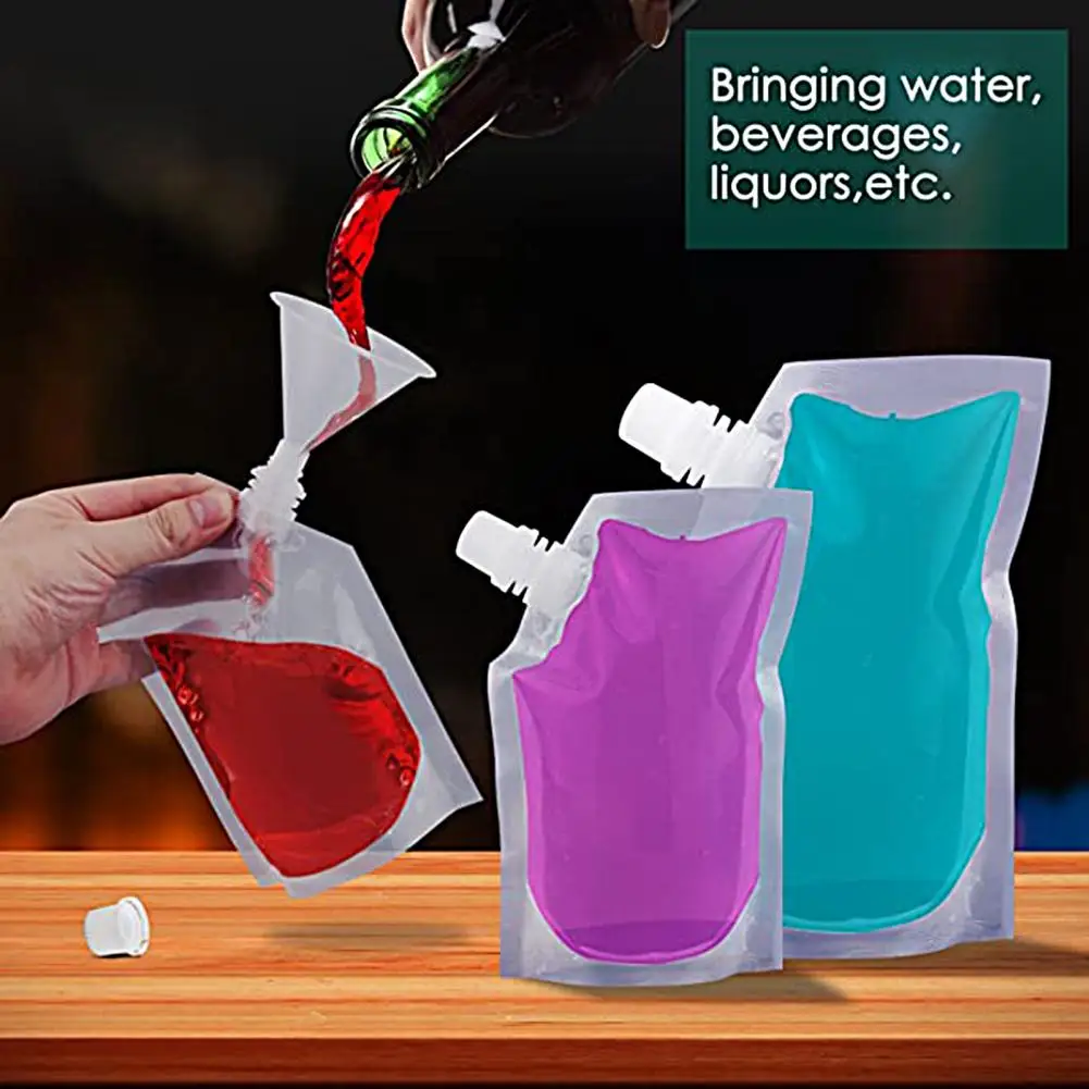 20 Pcs Flasks Liquor Cruise Pouch Reusable Sneak Alcohol Travel Drinking  Flask Concealable Plastic Flasks bags with Funnel 16 oz - AliExpress