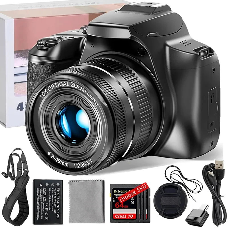10X Zoom Optical Digital Camera 4k Professional Cameras for Photography & Video 64MP WiFi Vlogging Camera for YouTube with Flash digital camera