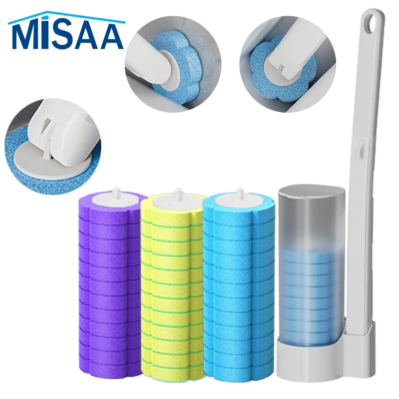 Toilet Brush Set Disposable Toilet Brush Wall-Mounted Cleaning Tool For Bathroom Replacement Brush Head Toilet Cleaning Set Wc Accessories