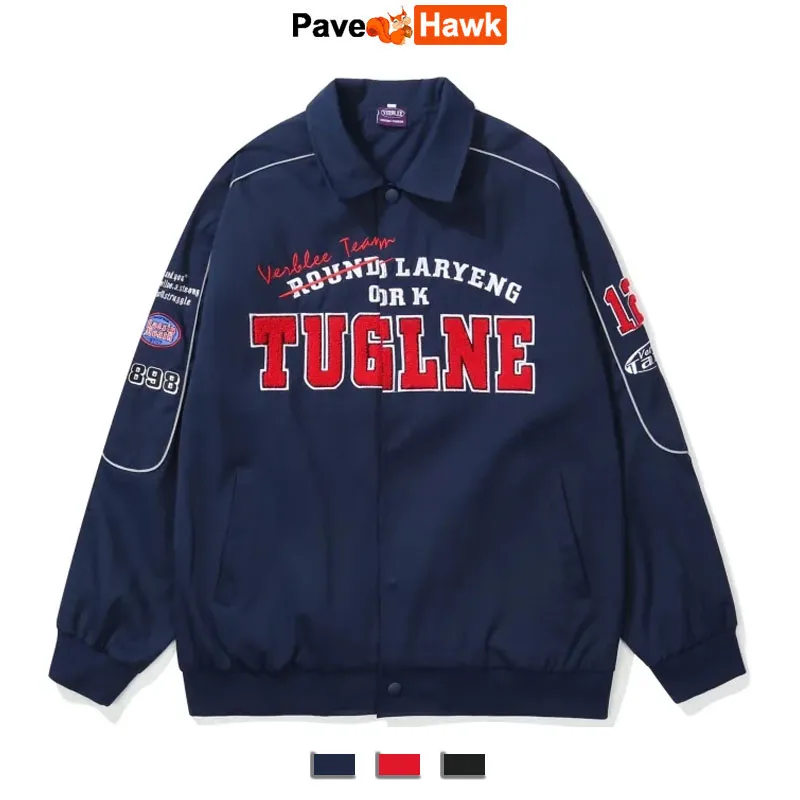

Mens Motorcycle Jacket Women Hip Hop Letter Embroidery Bomber Loose Casual Coat Couple Streetwear Racing Varsity Outwear 2023