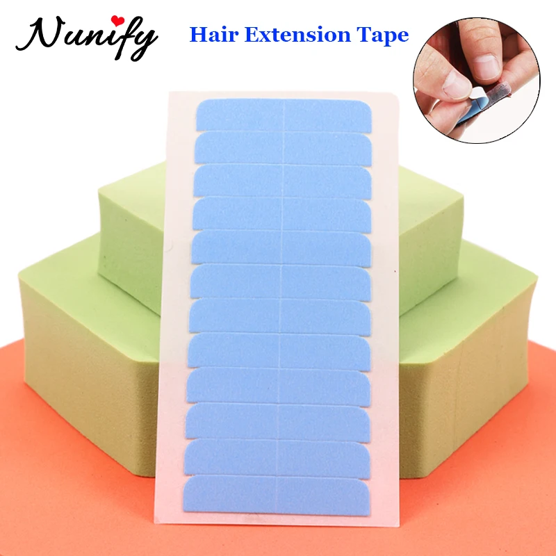 White Hair Extension Tape For Remy Human Hair/Lace Blue Super Hair Tape Adhesive Double Side Extension Tools 60Tabs