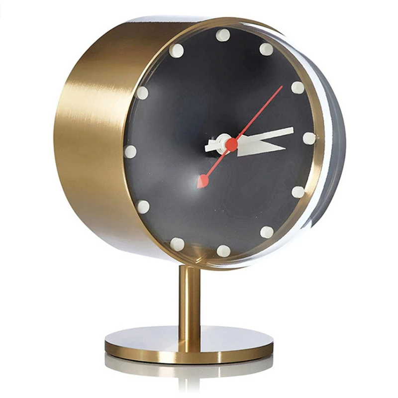 

New Table Clocks Retro For Decoration Creative Modern Design Brass Quartz Silent Desktop Clock Home Decor