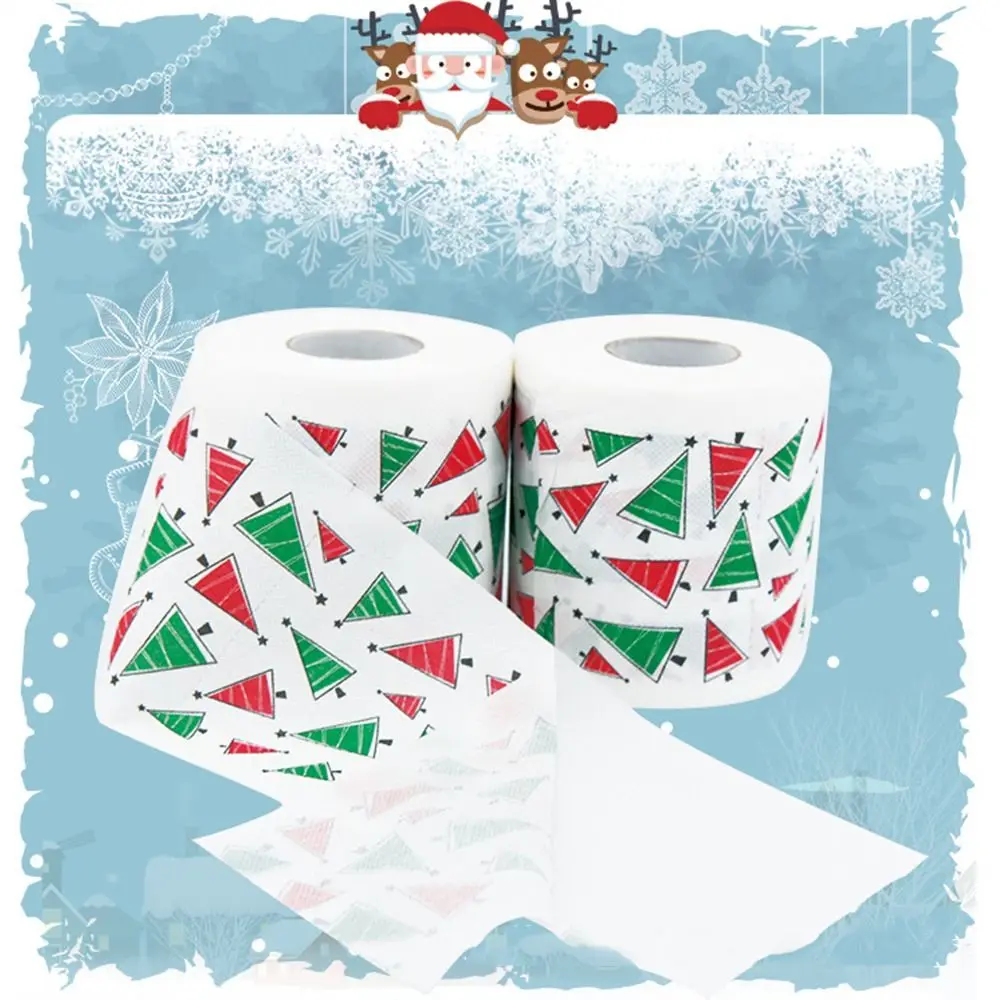 10*10cm Christmas Toilet Paper Christmas Themed Pattern Santa Claus Printed Table Tissue Napkin Decor Tissue Roll