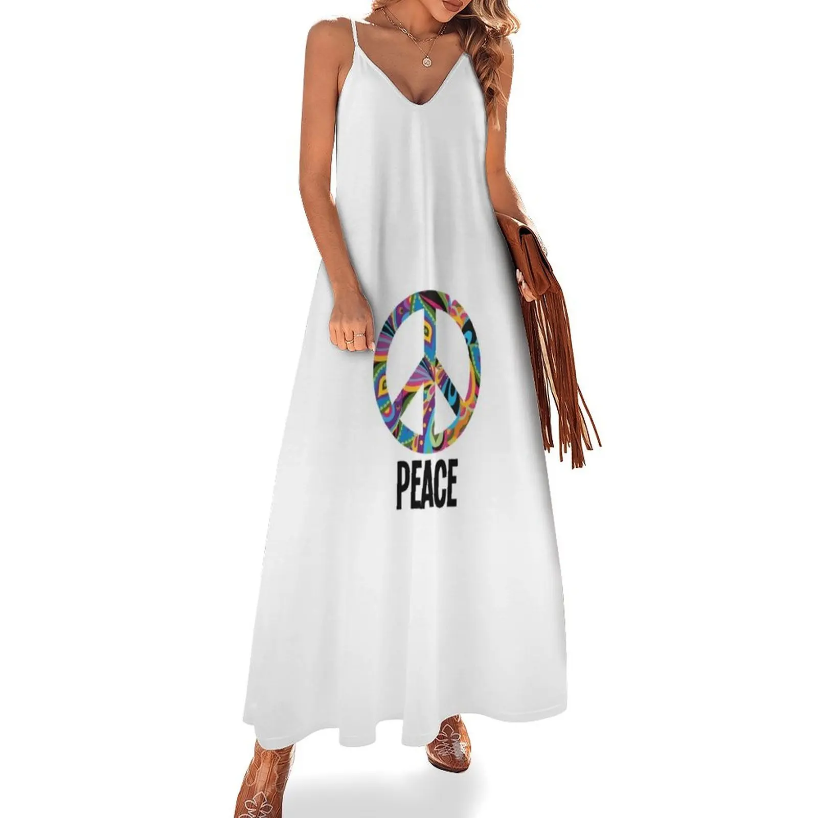 

Peace sign design Sleeveless Dress women's evening dresses 2024 beach dress women dresses