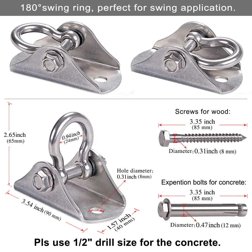 Aerial Swing Hangers 500kg Capacity Ceiling Mount for Yoga Hammock Chair Sandbag Punch Bag 304 Stainless Steel Swing Accessories 2
