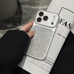 Glamorous Glitter Bling Shockproof Phone Case with Crystal Lens Protection - iPhone 15 (Silver)
