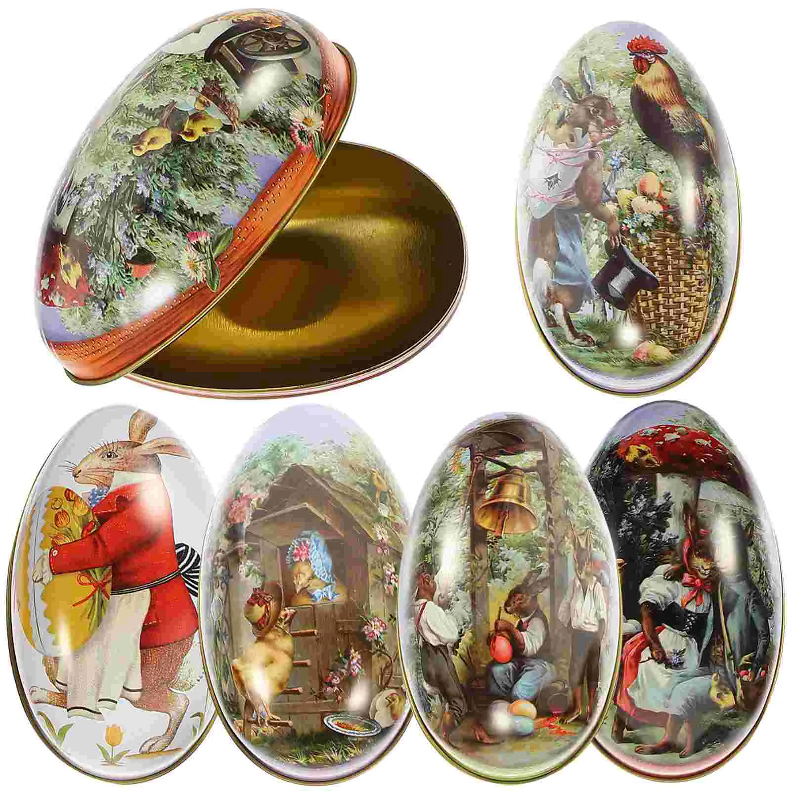 

6pcs Tinplate Gift Box Easter Biscuit Cases Party Candies Boxes Festival Gift Packaging Box