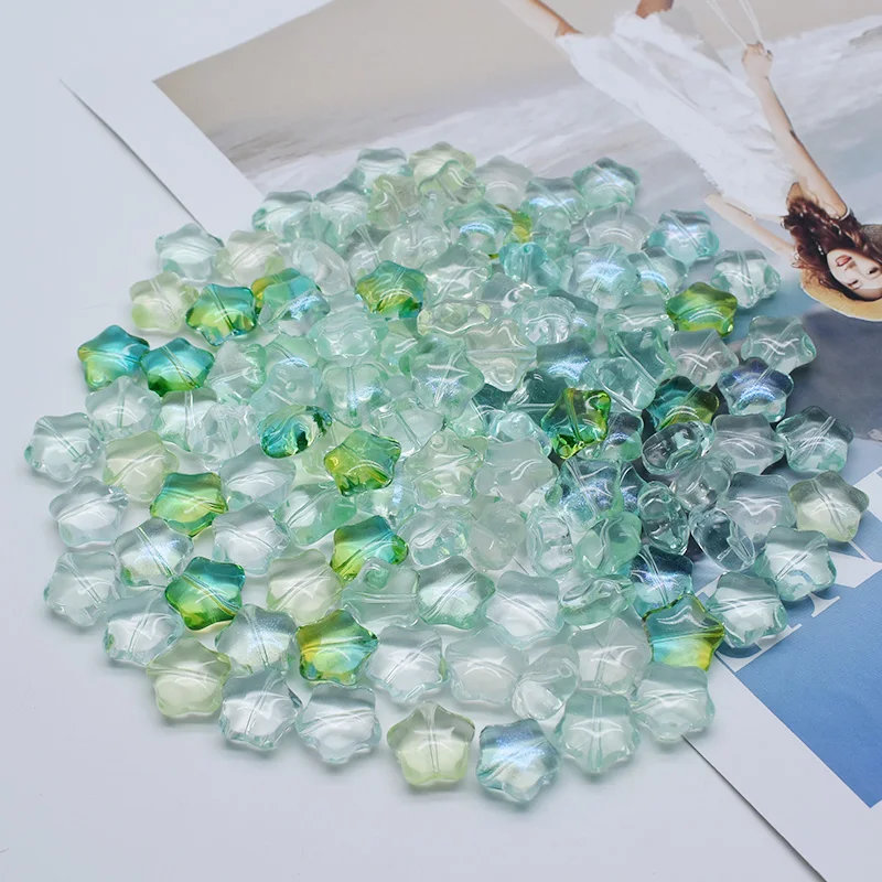 Colorful Five-Pointed Star Glass Beads - Set of 10