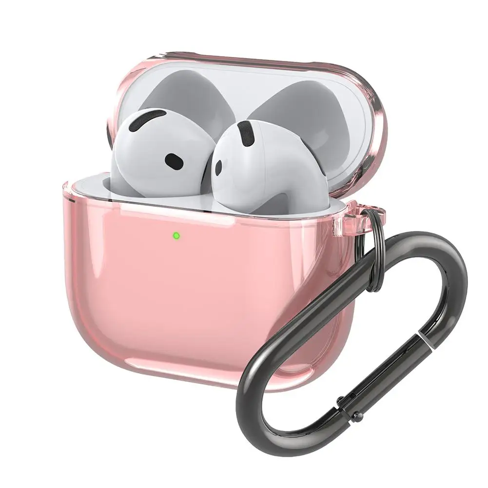 Silicone Transparent Protecitve Case Waterproof Soft TPU Earphones Case With Keychain For AirPods 4 Headphone Shell Accessories