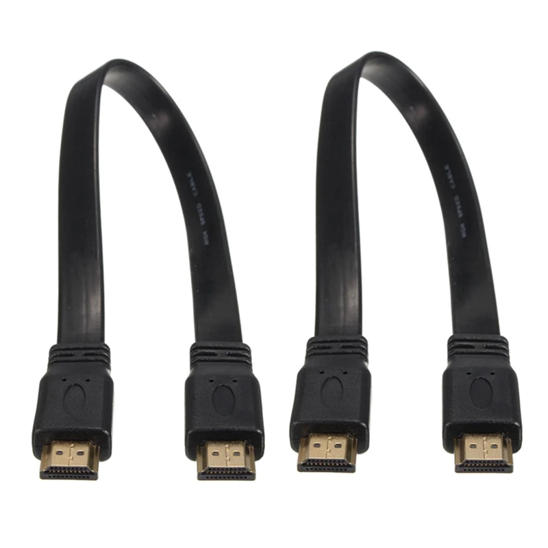 

2X Short HDMI Male To Male Plug Flat Cable Cord Full HD For Audio Video HDTV TV PS3