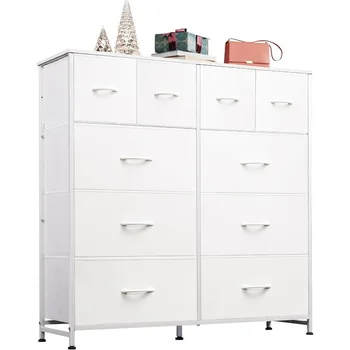 WLIVE Fabric Dresser for Bedroom, Storage Drawer Unit,Dresser with 10 Deep Drawers for Office, College Dorm, White 1