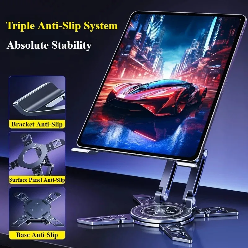 Eary Laptop Stand For Desk Metal Computer Riser Foldable 360 Rotate Adjustable Tablet Notebook Holder Compatible with 12-18Inch