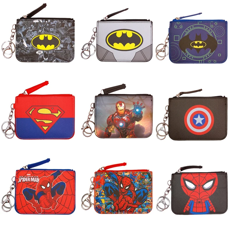Batman Kids Portamonete Fashion Pu Leather Mini Portamonete Anime Boys Key Bag Storage Bag Card Bag Cartoon Coin Bag Card Holder