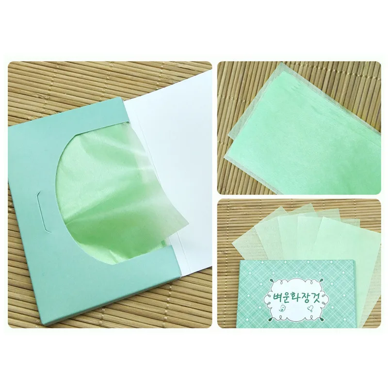 100 Sheets/pack Green Tea Facial Oil Blotting Sheets Paper Cleansing Face Oil Control Absorbent Paper Beauty Makeup Tools