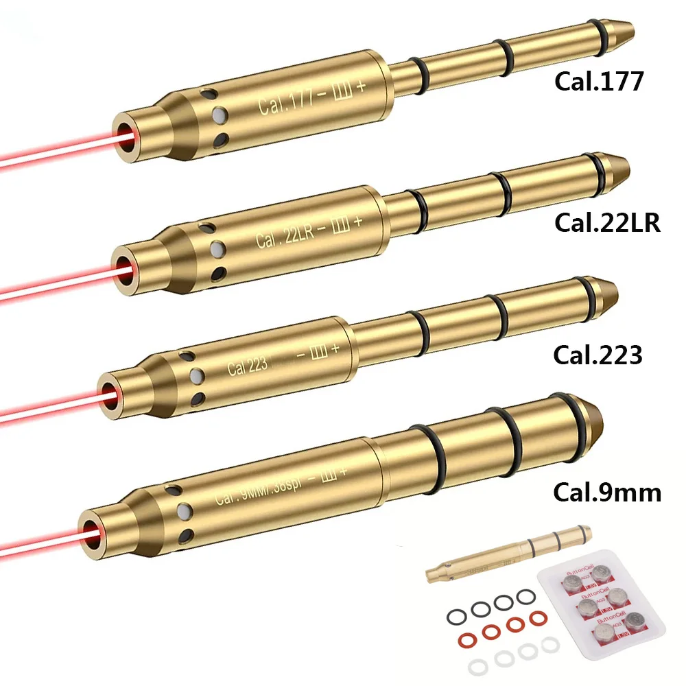 

Tactical Red Laser Boresighter 9mm .38spl .223 .177 22LR Cal Training Bullets Hunting Handgun Bore Sight Shotgun Accessories