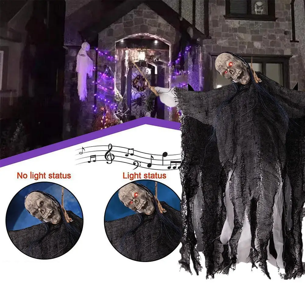 

Halloween Floor Swing Ghost Terror Chamber Escape Ghost House Hanging Scary Props Skeleton Hand Voice Controlled Luminous Ghost